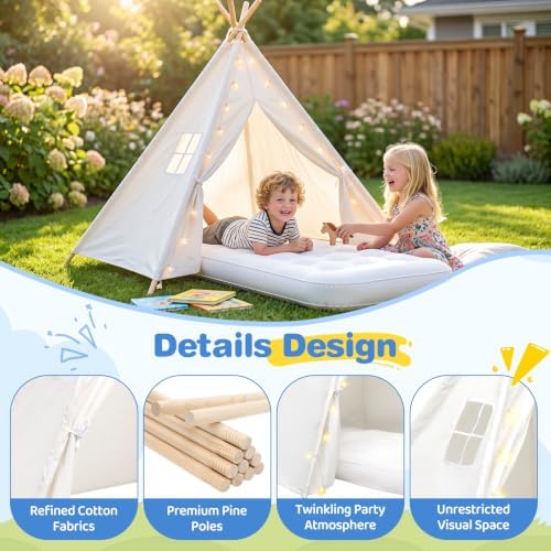 6 Pack Teepee Tent for Kids [Thickened], Kids Sleepover Teepee Tent Set, alternate view 3