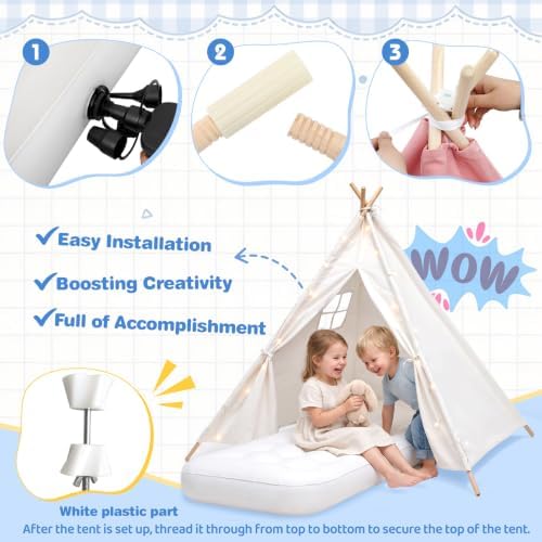 6 Pack Teepee Tent for Kids [Thickened], Kids Sleepover Teepee Tent Set, alternate view 5