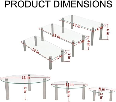 6 Pack Tempered Glass Cake Stands Set 9 11 13 Inch Dessert Display Riser in Clear, alternate view 3