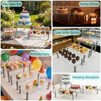 6 Pack Tempered Glass Cake Stands Set 9 11 13 Inch Dessert Display Riser in Clear, alternate view 5