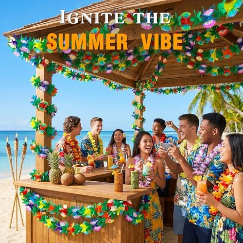6 Pack Tropical Hawaiian Garland Luau Party Decorations, 60ft, alternate view 2