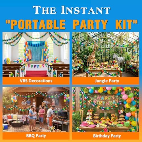6 Pack Tropical Hawaiian Garland Luau Party Decorations, 60ft, alternate view 4