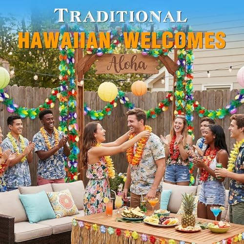 6 Pack Tropical Hawaiian Garland Luau Party Decorations, 60ft, alternate view 5