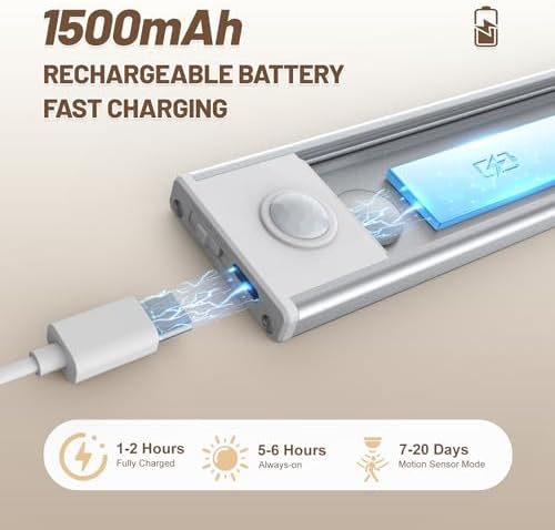 6 Pack Under Cabinet Lighting Wireless, 32 LED Rechargeable Battery Motion Sensor Light Indoor, Stick On, alternate view 4