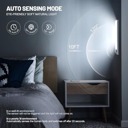 6 Pack Under Cabinet Lighting Wireless, 40 LED Rechargeable Battery Motion Sensor Light Indoor, Stick On, alternate view 2