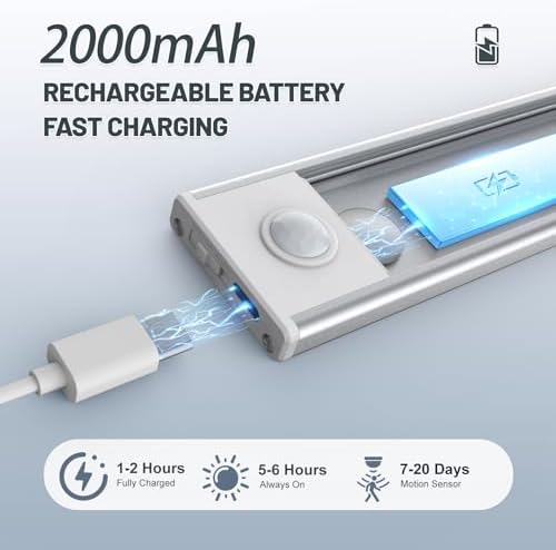 6 Pack Under Cabinet Lighting Wireless, 40 LED Rechargeable Battery Motion Sensor Light Indoor, Stick On, alternate view 5