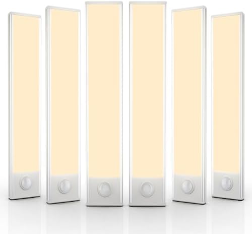 6 Pack Under Cabinet Lighting Wireless, 40 LED Rechargeable Battery Motion Sensor Light Indoor, Stick On