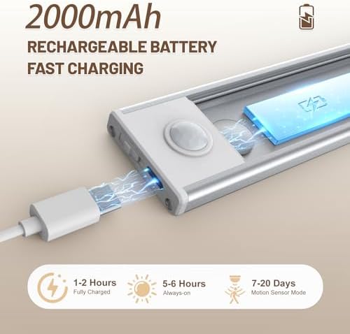6 Pack Under Cabinet Lighting Wireless, 40 LED Rechargeable Battery Motion Sensor Light Indoor, Stick On, alternate view 3