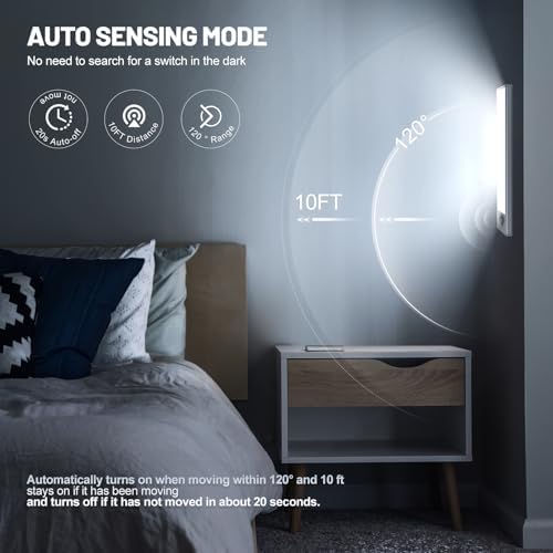 6 Pack Under Cabinet Lighting Wireless, 50 LED Rechargeable Battery Motion Sensor Light Indoor, Stick On, alternate view 2