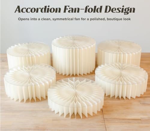 6 Pack White Buffet Risers, Foldable Paper Honeycomb Stands with Frosted Acrylic Trays for Party, Dessert Table, alternate