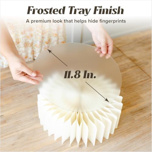 6 Pack White Buffet Risers, Foldable Paper Honeycomb Stands with Frosted Acrylic Trays for Party, Dessert Table, alternate