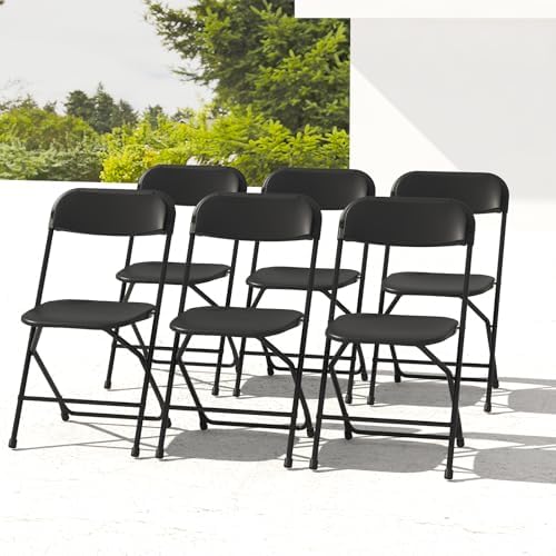 6 Pack White Folding Chairs for School Events Wedding Party Picnic