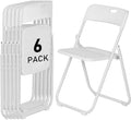 6 Pack White Plastic Folding Chairs, Lightweight Foldable Chair