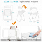 6 Pack White Plastic Folding Chairs, Lightweight Foldable Chair, alternate view 3