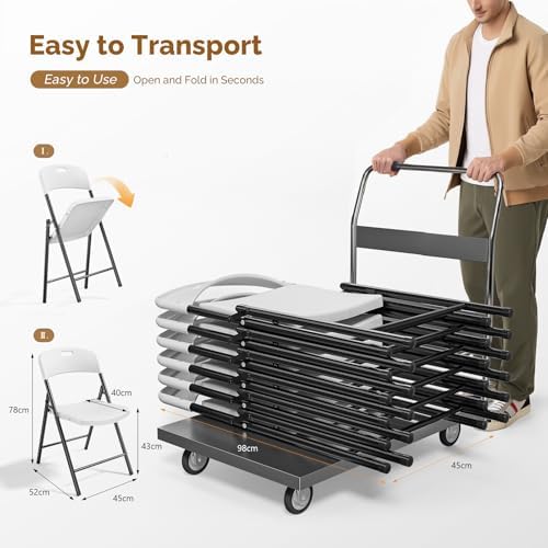 6-Pack White Plastic Folding Chairs, Portable Seat with Sturdy Steel Frame for Indoor & Outdoor Use, Perfect for, alternate