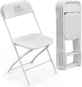 6 Pack White Plastic Folding Chairs, Steel Frame,350lb