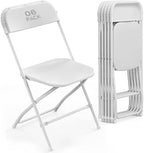 6 Pack White Plastic Folding Chairs, Steel Frame,350lb