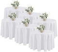 6 Pack White Round Tablecloths 120 Inch for 48"-96" Tables in White