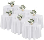6 Pack White Round Tablecloths 120 Inch for 48"-96" Tables in White