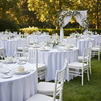6 Pack White Round Tablecloths 120 Inch for 48"-96" Tables in White, alternate view 2