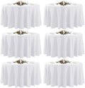 6 Pack White Round Tablecloths, 120 Inch Stain Resistant and Wrinkle Polyester Fabric Washable Table Clothes