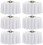 6 Pack White Round Tablecloths, 120 Inch Stain Resistant and Wrinkle Polyester Fabric Washable Table Clothes