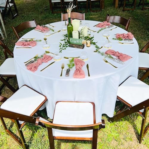 6 Pack White Round Tablecloths, 120 Inch Stain Resistant and Wrinkle Polyester Fabric Washable Table Clothes, alternate view