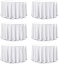 6-Pack White Round Tablecloths, 132 in, for 6-8 Ft Round Tables