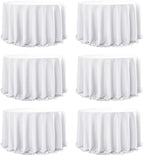 6-Pack White Round Tablecloths, 132 in, for 6-8 Ft Round Tables