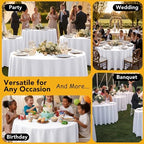 6-Pack White Round Tablecloths, 132 in, for 6-8 Ft Round Tables, alternate view 5