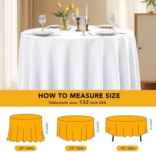 6-Pack White Round Tablecloths, 132 in, for 6-8 Ft Round Tables, alternate view 6