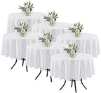 6 Pack White Round Tablecloths 70 Inch for 36"-48" Tables in White