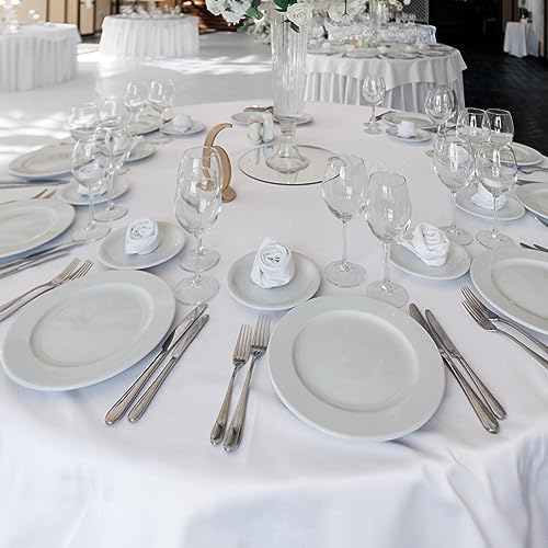 6 Pack White Round Tablecloths 70 Inch for 36"-48" Tables in White, alternate view 7