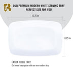 6 Pack White Serving Tray - 12.75 x 8.25 Trays for Serving Food - Heavy Duty Platters for Party - Premium in, alternate view