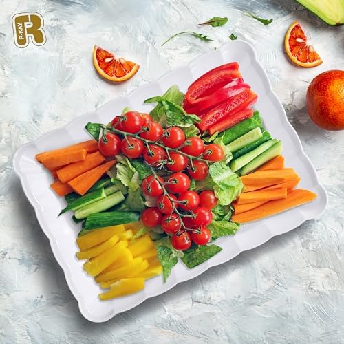 6 Pack White Serving Tray - 9 x 13 Inch, Heavy Duty White Serving Trays and Platters for Party - Premium Serving, alternate