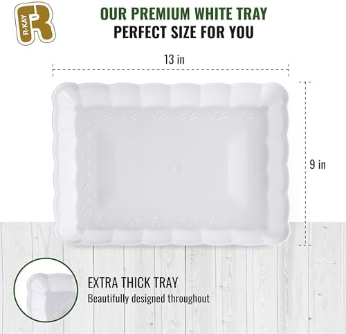 6 Pack White Serving Tray - 9 x 13 Inch, Heavy Duty White Serving Trays and Platters for Party - Premium Serving, alternate