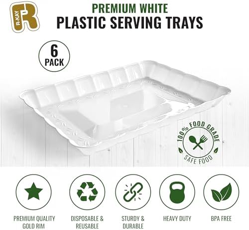 6 Pack White Serving Tray - 9 x 13 Inch, Heavy Duty White Serving Trays and Platters for Party - Premium Serving, alternate