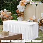 6 Pack White Spandex Table Covers 6ft Rectangle Ruffle Skirts for Party in 30x72 Inch| 6 Pack in White, alternate view 6