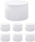 6 Pack White Spandex Table Skirts for 60 Inch Round Tables, Wedding Party in 60R Inch| 6 Pack in White