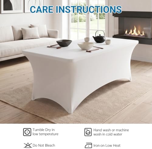 6-Pack White Spandex Tablecloth for 6ft Rectangle Tables, Fitted Stretch Table Cover, Wrinkle-Resistant Stretch, alternate
