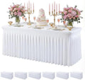 6 Pack White Spandex Tablecloth for 6FT Rectangle Tables, Table Skirt 30x72 Inch Stretch Table Cloths Elastic