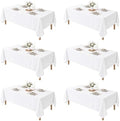 6 Pack White Square Tablecloths 70x120 Inch for 6-8 Ft Rectangle Tables in 70x120 Inch in White