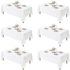 6 Pack White Square Tablecloths 70x120 Inch for 6-8 Ft Rectangle Tables in 70x120 Inch in White