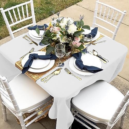 6 Pack White Square Tablecloths 70x70 Inch for 2-4 Ft Tables in 70x70 Inch in White, alternate view 2