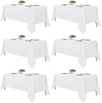 6 Pack White Table Cloths 70x108 Inch for 6 Foot Rectangle Tables in 70x108 Inch in White
