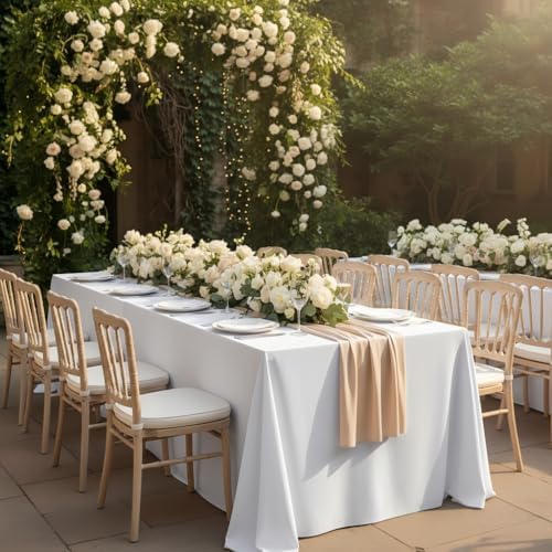 6 Pack White Table Cloths 70x108 Inch for 6 Foot Rectangle Tables in 70x108 Inch in White, alternate view 2