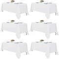 6 Pack White Table Cloths 70x120 Inch for 6-8 Ft Rectangle Tables in 70x120 Inch in White