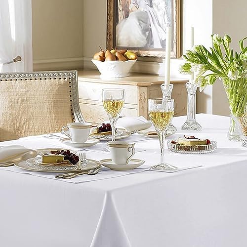 6 Pack White Table Cloths 90x132 Inch for 6 Foot Rectangle Tables in 90x132 Inch in White, alternate view 7