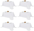 6 Pack White Table Cloths 90x156 Inch for 8 Foot Rectangle Tables in 90x156 Inch in White