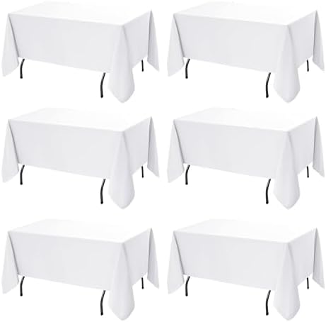 6-Pack White Tablecloths for Rectangle Tables, 60 x 120 Inches in 60 x 120 Inches